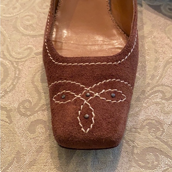 Delman Suede Embroidered Pumps - Picture 4 of 8
